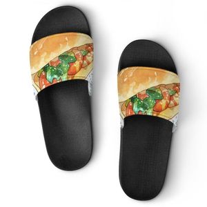 Men Designer Custom Shoes Casual Slippers Hand Painted Black Fashion Open Toe Flip Flops Beach Summer Slides