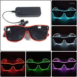 Solglasögon EL Wire LED Glasögon Light Up Luminous Glow Eye-wear För Rave Party Christmas Halloween