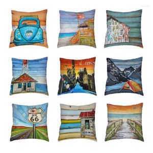 Pillow Wooden Board Cases Cover Sofa Covers For Living Room Pillows Decor Coastal Landscape Gifts White