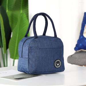 Storage Bags Minimalist Bento Tote Bag Double Pocket Food Oxford Cloth Thickened Insulated Lunchbox