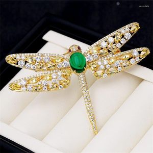 Broschen Luxus Zirkon Nette Libelle Strass Brosche Für Männer Anzug Broche Vintage Kristall Insekt Frauen Zubehör Schmuck