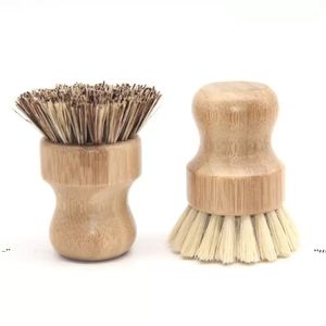 Круглая деревянная ручка для горшки для горшки домохозяйственная ладонь бамбуко