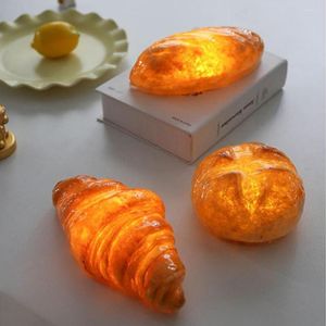 Nachtlichter, kreative Simulation, Brotlicht, lustiges Zuhause, Croissant-förmige LED-Lampe, Kuchenladenbeleuchtung, Ornament, Backraumdekoration, Geschenk