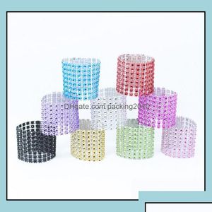 Napkin Rings Plastic El Wedding /Chair Sash Diamond Mesh Wrap For Party Decoration Gold/Sier Drop Delivery 2021 Tab Othgg
