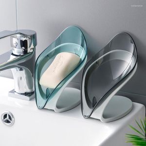 Soap Dishes 1PCS Leaf Shape Box Drain Holder Bathroom Shower Dish Storage Plate Tray Supplies