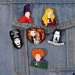 Pins Brooches Halloween Movie Enamel Pins Custom Zombie Lydia Wednesday Sandersons Brooch Lapel Badges Character Jewelry Jewelshops Dhc57