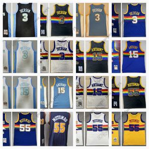 Retro -Basketballtrikots Iverson 3 Allen Anthony 15 Carmelo Mutombo 55 Dikembe Top -Quality City Jersey