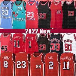 Koszulki do koszykówki Lonzo Ball DeMar DeRozan Derrick Rose Mens 23 Zach Lavine Scottie Pippen Dennis Rodman 75. rocznica miasta Jersey 2 11 1 8 33 91