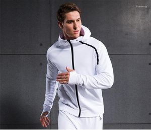 Men's Jackets -Sports Coat Men's And Women's Long Sleeve Hooded Sweater Zipper Cardigan White Autumn Winter Customized Running