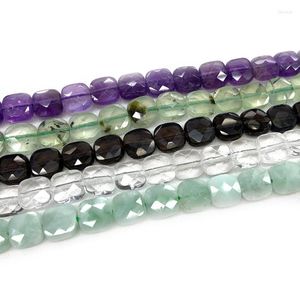 Koraliki Naturalne ametyst Prehnite Smoky Quartz Angenite Stone 15 '' Faseted Square Diy luźne do tworzenia biżuterii