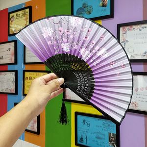 Bamboo Antique Flower Fold Hand Fans Chinese Style Silk Fan Summer Female Dance Portable Hand Hold Gift Party Supplies MJ0850