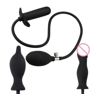 セックスアピールマッサージャーアイテム3種類インフレータブルアナルプラグ女性用シリコンおもちゃ男性ゲイ前立腺拡張可能バットディルドポンプ
