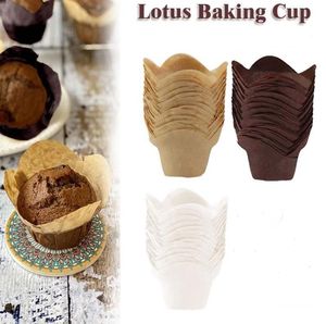 Baking Mould Lotus Baking Paper Cupcake Muffin Liners Parchment Cup Grease Resistant Wrappers for Weddings Birthday SN6827
