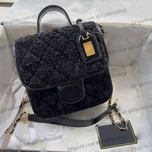 22K France Women Messenger Calfskin Tweed torebki Vintage złoty metalowy metalowy łańcuch łańcuchowy Pasek Crossbody Ramię z górnym uchwytem TOSPAGES DRYKLATO