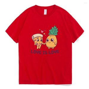 Dibujos Animados De Pizza al por mayor-Camisetas para hombres Pia romántica y pizza Amor Camiseta estampada Men Mujeres Cartoon Summer Algodón de algodón de alta calidad Camisa de manga corta