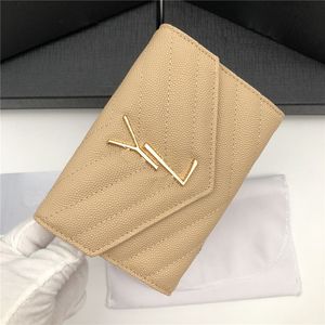 Stylish Litchi Pattern Genuine Leather Wallets Letter Envelope Purses Designer Money Clips Credit Card Holder Coin Purse With Box