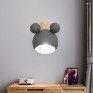 Wall Lamps Nordic Creative Bedside Bedroom Lamp Cute Wood Iron Art Luminaria Indoor Decor LED Lights Sconce For Aisle Balcony