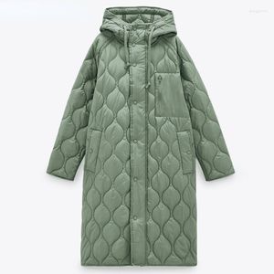 Kvinnors dike rockar Autumn Winter Kvinnor Vintage Green Parka Jacka Coat Casual Warm Loose Hooded Overcoats Kvinnliga överdimensionerade långa utkläder