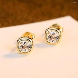 Stud Earrings PAG&MAG Real 925 Sterling Silver Simple Clear Zircon Square For Women Pure Jewelry Brincos