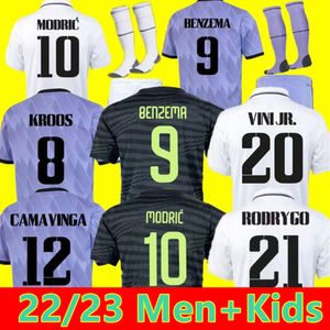 22 23 Benzema Futbol Formaları Futbol Gömlek Vini Jr Tchouameni Camavinga Alaba Asensio Modric Rodrygo 2022 2023 Camiseta Erkekler Çocuk Kit üniformaları