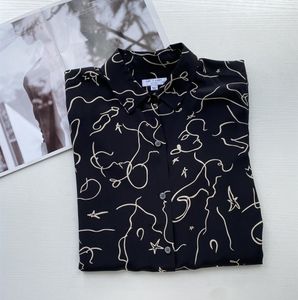 2022 Осень Черные Звезды Линия шелковая блузка французское стиль с печать
