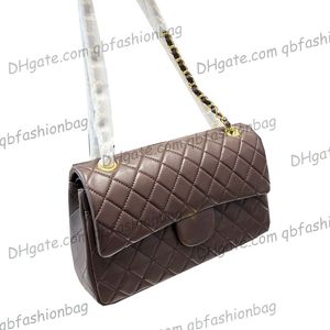 Kvinnor lammskinn klassiker c dubbel klaff quiltade väskor äkta läder guld metall hårdvara matelasse kedja crossbody axel multi pochette designer handväskor 25 cm