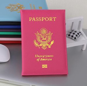 Söta USA PASSPORTS COVER Affärskortfiler Kvinnor Pink Travel Passport Holder American Covers for Passport Girls Case Pouch Pasport SN4192