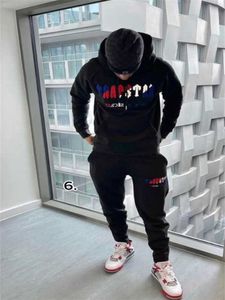 Trapstar Full Tracksuit Hoodie Rainbow Handduk Broderi Decoding Hooded Men and Women Sportswear Suit Dragkedja Byxor Size S-XL