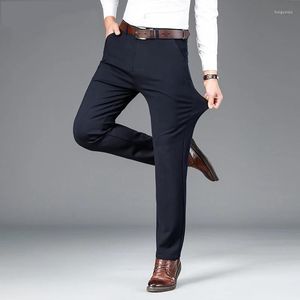 Herrbyxor Men 2022 Autumn Straight Business Casual Men Sticked Fabric Classic Style Stretch Loose Trousers Mane Brand Clothing