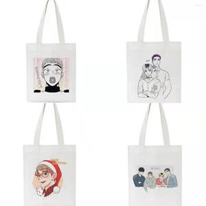 Bolsas de armazenamento personagens de anime Canvas de ombro Casual Capacidade de grande capacidade desenho animado Harajuku punk feminino embalagem para roupas