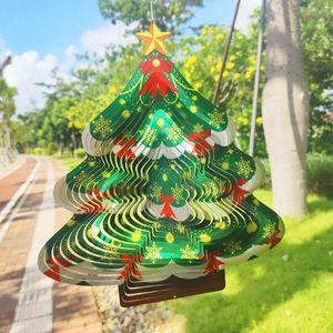 Décorations de Noël Spinner éolien 3d en acier inoxydable Forme de l'arbre carillon décoration en métal