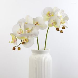 Dekorativa blommor 6 huvuden simulering 3d phalaenopsis silk orkidé hem dekoration för år jul vaser bröllop konstgjorda växter