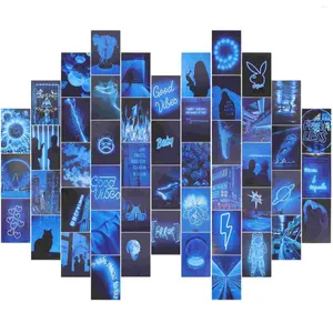 Gratulationskort 50 datorer Blue Neon Wall Collage Kit f￶r sovrumsexamen