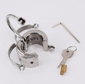 Herren Penis Ball Locking Keuschheitsgürtel Männlich Spiked Ball Stretcher Edelstahl Bondage Metall Hahn und Hodensack Ringe Sexspielzeug