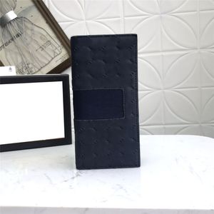 Luxury Men Leather Plånböcker Fotohållare Interiör Slot Pocket Purses Long Flip Pouch Card Holder Wallet With Box