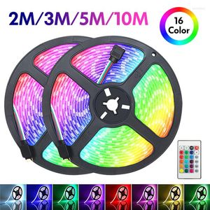 Şeritler 2m 3m 5m 10m DC12V RGB LED şerit ışığı ev için SMD2835 Işıklar 24keyler IR uzaktan kumanda ABD elektrik fişi dekorasyon aydınlatması