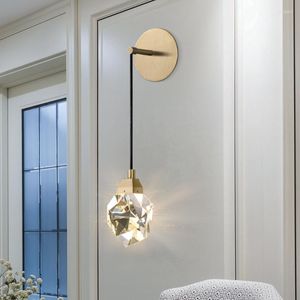 Vägglampor modern minimalistisk kristalllampa vardagsrum sovrum sängstorlek diamant design koppar ljus sconces