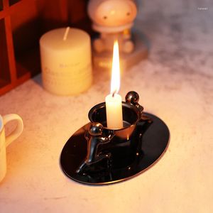 Titulares de vela Iron Stand Velas Tabel Bandeja Copa de Natal Candels Titular Metal Black Mariage Kaarsen Lote Flower Kaarshouder