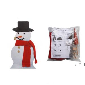 Novo imita￧￣o de madeira de natal boneco de neve vestido de configura￧￣o de acess￳rios Fam￭lia Kit Kit Toy Gifts GCB16009