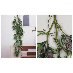 Flores decorativas K1MF Plantas artificiais de videiras penduradas FERNS FALSO PARA OUTRAS DE CEASTES DE WALHA INTERIOR DA PARELA DE UV LOBREE