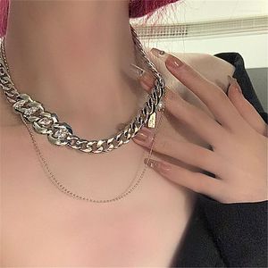 Choker Punk Metal WBig Wide Chain Collar Necklace For Women Luxury Shiny Crystal Chunky Clavicle 2022 Fashion Jewelry Gifts