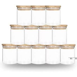 DIY Sublimation 6oz Tumbler Glass Can With Bamboo Lid Candle Jar Food Storage Container Clear Frosted Home Kitchen Supplies Portable JNB1594