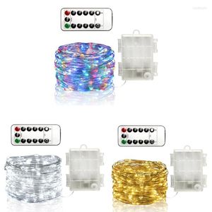 Str￤ngar LED Fairy Lights Battery Box Waterproof String med RF13Key Remote f￶r Garland Christmas Wedding Decoration Light