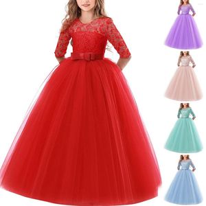 Casual Dresses Flower Girl Lace Dress For Kids Wedding Bridesmaid Pageant Party Prom Formal Ball Gown Princess Good-looking NIN668