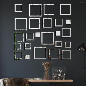 Spiegel Dekorative DIY Wand Aufkleber Rechteck Ästhetischen Raum Dekor Spiegel Für Wohnzimmer Espejos Decorativos