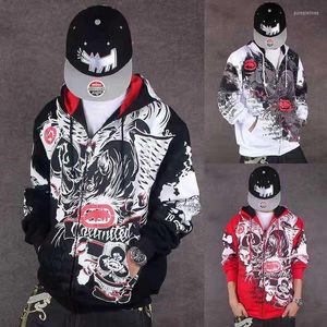 Capuzes masculinos Personalidade Homem Harajuku Sorto Streetwear Loose Cotton Hip Hop Roupas Meninos 3D Jaquetas impressas Casaco macho