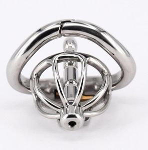 Chastity Devices Cock Cage With Urethral Catheter Spike Stainless Steel Super Small Male Chastity Short Penis Lock Ring Plug Sex Toy