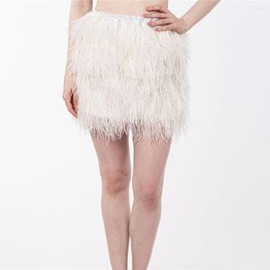 Skirts Real Ostrich Fur Feather Skirt Furry Fluffy 2022 Fashion Casual Sexy Luxurious