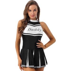 Women's Tracksuits Womens School Girls Cheerleading Dance Come Letter Printing Round Neck Sleeveless Pleated Dress Cheerleader Uniform Outfit T220909