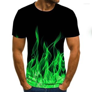 Мужские рубашки 3-й печать зеленое пламя мужчины женские футболка летняя мода с коротким рукавом для детей с коротким рукавом детские девочки для мальчика новинка топы рубашки тройки